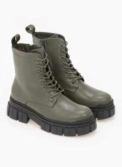 The Fashion Project Αρβυλάκια Basic με κορδόνια - Χακί -The Fashion Project κατάστημα arvulakia basic me kordonia 98932 slux