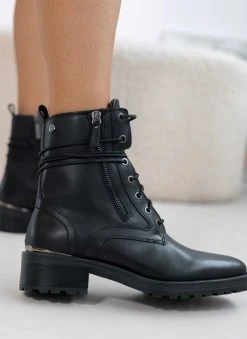 Αρβυλάκια δερμάτινα με φερμουάρ CARMELA 160270 - Μαύρο