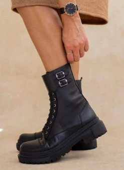 The Fashion Project Αρβυλάκια δερμάτινα με μικρές αγκράφες - Μαύρο -The Fashion Project κατάστημα arvulakia dermatina me mikres agkrafes 108286 lvsa