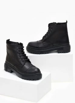 The Fashion Project Αρβυλάκια δερμάτινα με ραφή - Μαύρο -The Fashion Project κατάστημα arvulakia dermatina me rafi 108270 4p0k