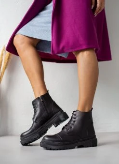 The Fashion Project Αρβυλάκια δερμάτινα με ραφή - Μαύρο