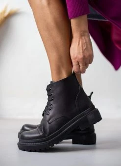 The Fashion Project Αρβυλάκια δερμάτινα με ραφή - Μαύρο -The Fashion Project κατάστημα arvulakia dermatina me rafi 108270 m1cu