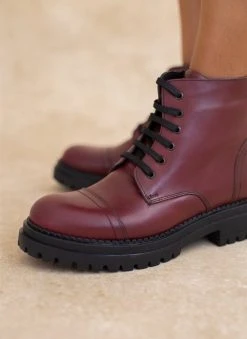 The Fashion Project Αρβυλάκια δερμάτινα με ραφή - Μπορντό