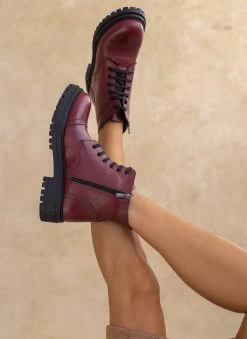 The Fashion Project Αρβυλάκια δερμάτινα με ραφή - Μπορντό -The Fashion Project κατάστημα arvulakia dermatina me rafi 108271 rzii