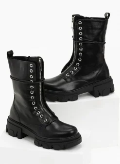 The Fashion Project Αρβυλάκια με Chunky σόλα και φερμουάρ - Μαύρο -The Fashion Project κατάστημα arvulakia me chunky sola kai fermouar 97043 jv15