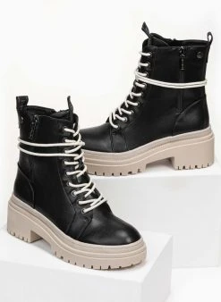 Xti Footwear Αρβυλάκια με εξωτερικό φερμουάρ Xti 77891 - Μαύρο/Μπεζ -The Fashion Project κατάστημα arvulakia me ekswteriko fermouar xti 77891 95425 kgbr