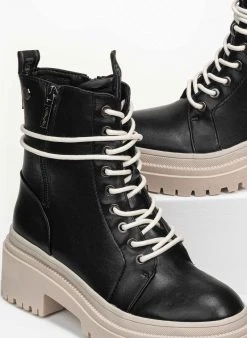 Xti Footwear Αρβυλάκια με εξωτερικό φερμουάρ Xti 77891 - Μαύρο/Μπεζ -The Fashion Project κατάστημα arvulakia me ekswteriko fermouar xti 77891 95425 mhto