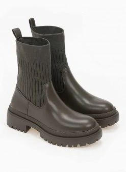 The Fashion Project Μποτάκια κάλτσα - Χακί -The Fashion Project κατάστημα arvulakia me kaltsa 99225 3k77