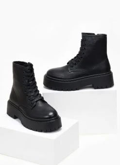 The Fashion Project Αρβυλάκια με ψηλή τρακτερωτή σόλα - Μαύρο -The Fashion Project κατάστημα arvulakia me psili trakterwti sola 107950 8jog