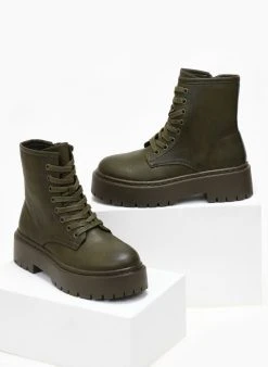 The Fashion Project Αρβυλάκια με ψηλή τρακτερωτή σόλα - Λαδί -The Fashion Project κατάστημα arvulakia me psili trakterwti sola 107953 s5li