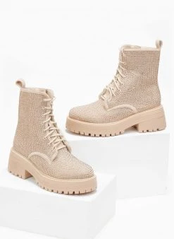 The Fashion Project Αρβυλάκια με Strass - Μπεζ -The Fashion Project κατάστημα arvulakia me strass 109365 m29z