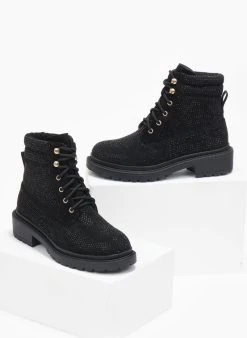 The Fashion Project Αρβυλάκια με Strass και εξωτερικές ραφές - Μαύρο -The Fashion Project κατάστημα arvulakia me strass kai ekswterikes rafes 109437 fuo2