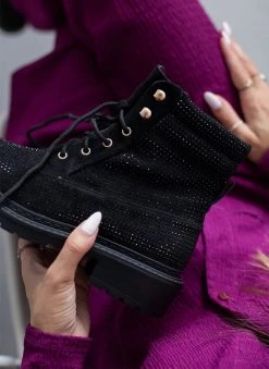 The Fashion Project Αρβυλάκια με Strass και εξωτερικές ραφές - Μαύρο -The Fashion Project κατάστημα arvulakia me strass kai ekswterikes rafes 109437 h9l5