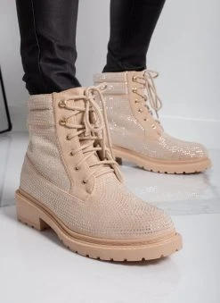 The Fashion Project Αρβυλάκια με Strass και εξωτερικές ραφές - Μπεζ