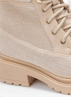 The Fashion Project Αρβυλάκια με Strass και εξωτερικές ραφές - Μπεζ -The Fashion Project κατάστημα arvulakia me strass kai ekswterikes rafes 109438 dosd