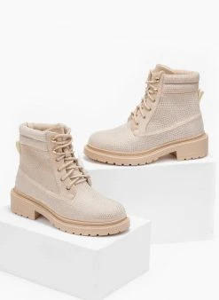 The Fashion Project Αρβυλάκια με Strass και εξωτερικές ραφές - Μπεζ -The Fashion Project κατάστημα arvulakia me strass kai ekswterikes rafes 109438 nrer