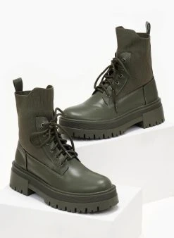 The Fashion Project Αρβυλάκια με σχέδιο κάλτσα στη γάμπα - Λαδί -The Fashion Project κατάστημα arvulakia me sxedio kaltsa sti gampa 105848 kgum