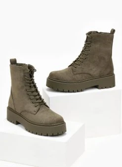 The Fashion Project Αρβυλάκια Suede με ραφή στη σόλα - Χακί -The Fashion Project κατάστημα arvulakia suede me rafi sti sola 106476 o3kz