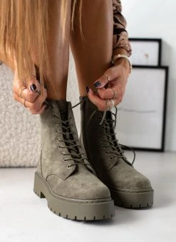 The Fashion Project Αρβυλάκια Suede με ραφή στη σόλα - Χακί