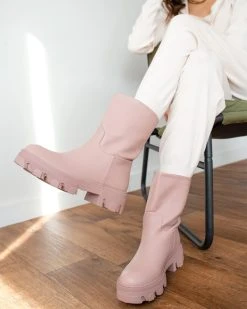 The Fashion Project Μποτάκια Biker με Chunky σόλα - Σάπιο μήλο