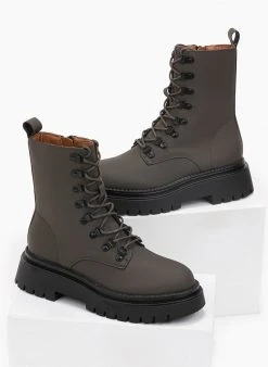 The Fashion Project Basic ορειβατικά μποτάκια - Λαδί -The Fashion Project κατάστημα basic oreivatika mpotakia 96622 os00