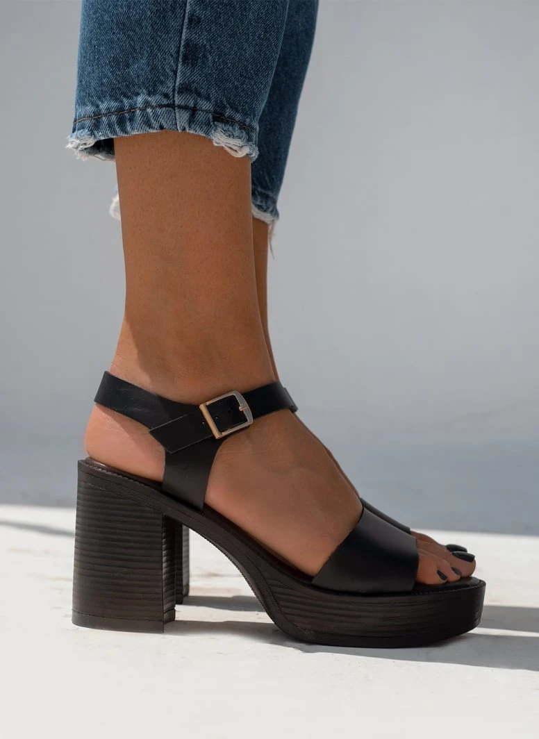 Πέδιλα με φιάπα δερμάτινα Tfp - Μαύρο 4 Πέδιλα με φιάπα δερμάτινα Tfp - Μαύρο - Image 4