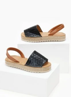 The Fashion Project Εσπαντρίγιες με πλεκτό Pattern - Μαύρο -The Fashion Project κατάστημα espantrigies me plekto pattern 103990 8go4