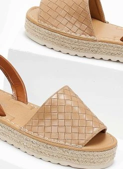 The Fashion Project Εσπαντρίγιες με πλεκτό Pattern - Μπεζ -The Fashion Project κατάστημα espantrigies me plekto pattern 103991 77f6