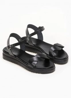 Πέδιλα δερμάτινα Flatform Tfp - Μαύρο -The Fashion Project κατάστημα estil dermatina flatform pedila 91150 tg2d