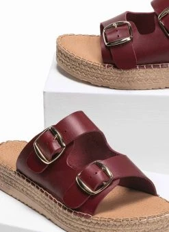 Flatforms δερμάτινα με διπλή φάσα Estil - Μπορντό -The Fashion Project κατάστημα estil dermatina flatforms me dipli fasa 91177 wk9c