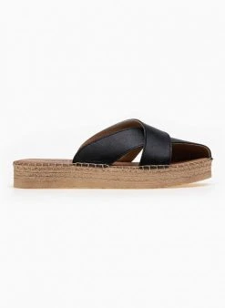 Flatforms δερμάτινα με ιδιαίτερο άνοιγμα Estil - Μαύρο -The Fashion Project κατάστημα estil dermatina flatforms me idiaitero anoigma 89782 rykf