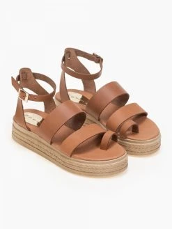 Flatforms με διπλή φάσα Estil - Caramel -The Fashion Project κατάστημα estil dermatina pedila me dipli fasa 90153 wj9b
