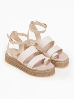 Flatforms με διπλή φάσα Estil - Ζαχαρί -The Fashion Project κατάστημα estil dermatina pedila me dipli fasa 90154 yuv9