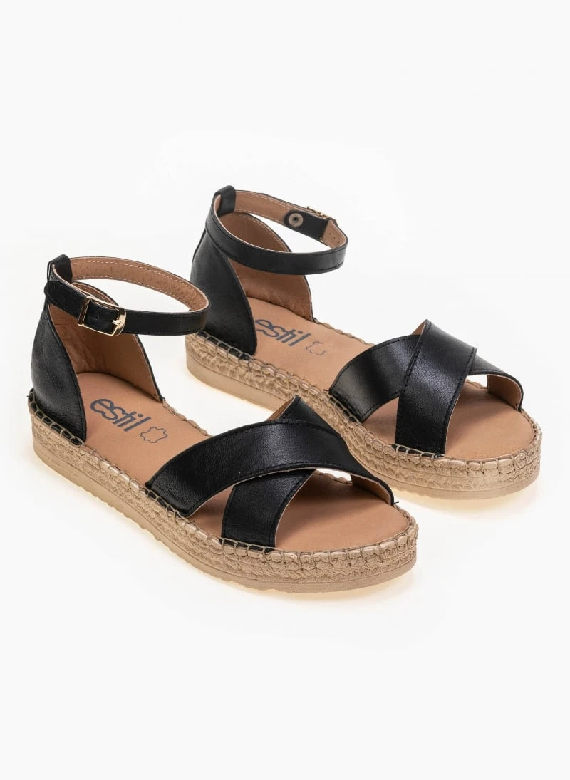 Flatforms δερμάτινα Crossover Estil - Μαύρο 2 Flatforms δερμάτινα Crossover Estil - Μαύρο - Image 2