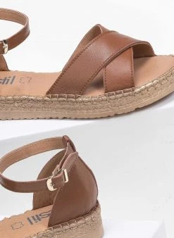 Flatforms δερμάτινα Crossover Estil - Ταμπά -The Fashion Project κατάστημα estil dermatina sandalia me xiasti fases 89799 acpw
