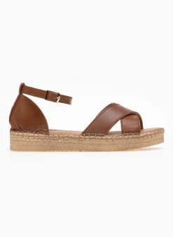 Flatforms δερμάτινα Crossover Estil - Ταμπά -The Fashion Project κατάστημα estil dermatina sandalia me xiasti fases 89799 jz8z