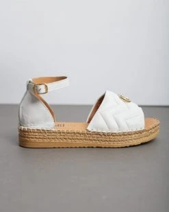 Flatforms καπιτονέ με μπαρέτα Estil - Λευκό -The Fashion Project κατάστημα estil flatform kapitone pedila 93458 uxh1