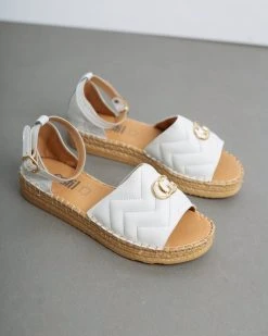 Flatforms καπιτονέ με μπαρέτα Estil - Λευκό -The Fashion Project κατάστημα estil flatform kapitone pedila 93458 v0et