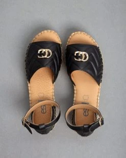 Flatforms καπιτονέ με μπαρέτα Estil - Μαύρο -The Fashion Project κατάστημα estil flatform kapitone pedila 93459 cz1k