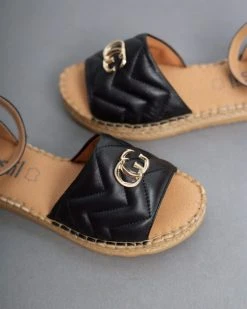 Flatforms καπιτονέ με μπαρέτα Estil - Μαύρο -The Fashion Project κατάστημα estil flatform kapitone pedila 93459 vnhx