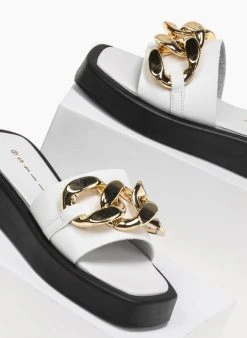 Flatforms με Oversized αλυσίδα Estil - Λευκό -The Fashion Project κατάστημα estil flatform sandalia me oversize alusida 91846 rf5t