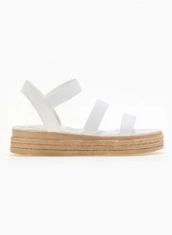 Flatforms με λάστιχο Estil - Λευκό -The Fashion Project κατάστημα estil flatforms me lastixo 90577 9l3o