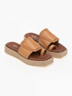 Flatforms δερμάτινα καρέ Estil - Κάμελ -The Fashion Project κατάστημα estil kare dermatina flatforms 90118 09ca