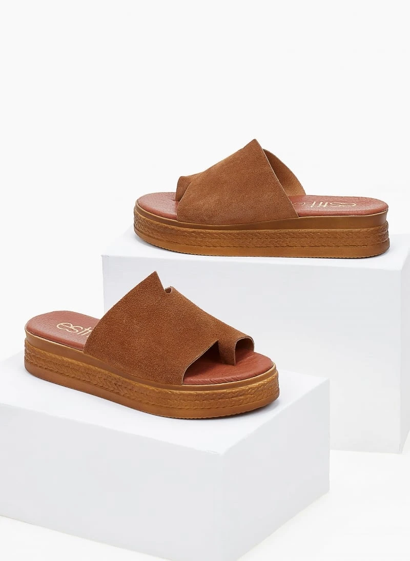 Flatform καστόρινα Estil με ιδιαίτερο κόψιμο - Κάμελ 4 Flatform καστόρινα Estil με ιδιαίτερο κόψιμο - Κάμελ - Image 4
