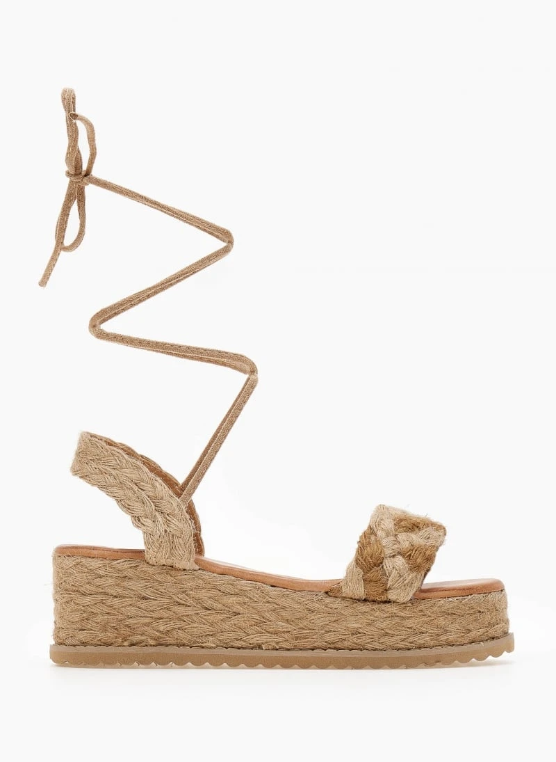 The Fashion Project Flatform πέδιλα με Lace Up δέσιμο - Πούρο 2 The Fashion Project Flatform πέδιλα με Lace Up δέσιμο - Πούρο - Image 2