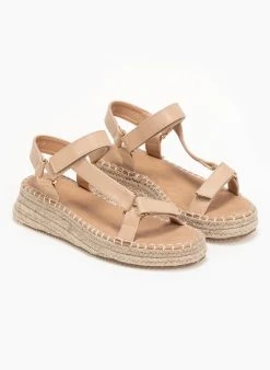 The Fashion Project Flatforms με λουράκι στο πλάι - Μπεζ -The Fashion Project κατάστημα flatform pedila me louraki sto plai 93150 2sps