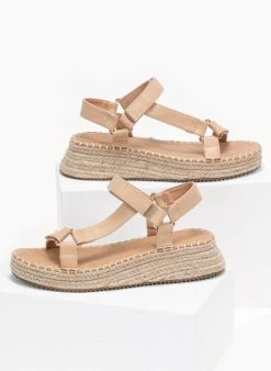 The Fashion Project Flatforms με λουράκι στο πλάι - Μπεζ -The Fashion Project κατάστημα flatform pedila me louraki sto plai 93150 szf8