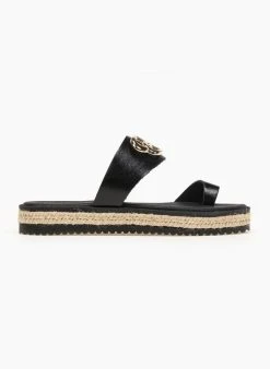 The Fashion Project Flatforms με μεταλλικό στοιχείο - Μαύρο -The Fashion Project κατάστημα flatform sandalia me metalliko stoixeio 92449 vdyl