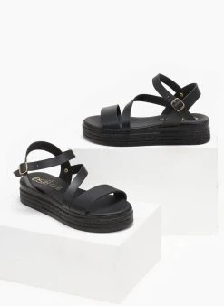 Flatforms δερμάτινα Estil - Μαύρο -The Fashion Project κατάστημα flatforms dermatina estil 110497 d74p