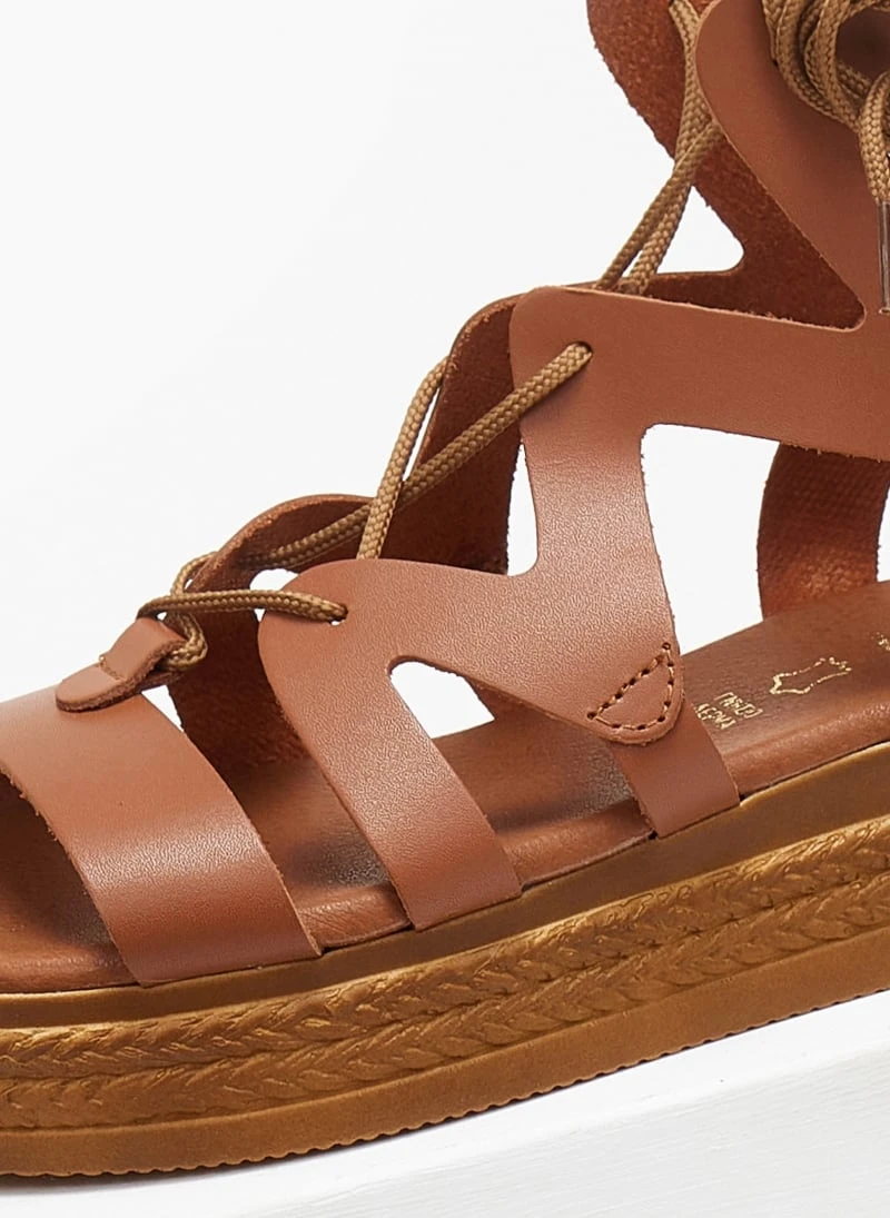 Flatforms δερμάτινα με δέσιμο Estil - Ταμπά 3 Flatforms δερμάτινα με δέσιμο Estil - Ταμπά - Image 3